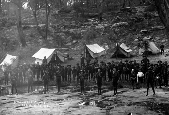 Leichhardt Scouts In Camp, Oct 1915. Image: J.X. Coutts