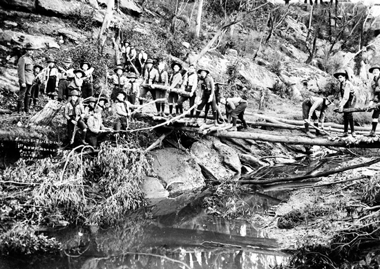 Boy Scouts (at) Work Bridge-Building. 1st Annandale Troop. Photo Coutts, Leichhardt