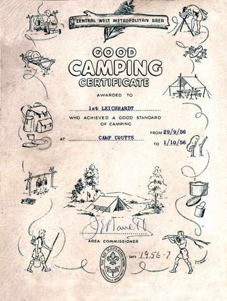Good Camping Certificate 1956-7