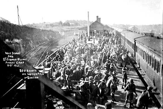 "West Sydney and St George District Annual Camp Oct 1921. 500 Scouts on Waterfall Station" Image J.X. Coutts