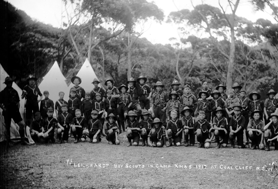1st Leichhardt Boy Scouts in camp, Xmas, 1917 at Coalcliff, N.S.W.