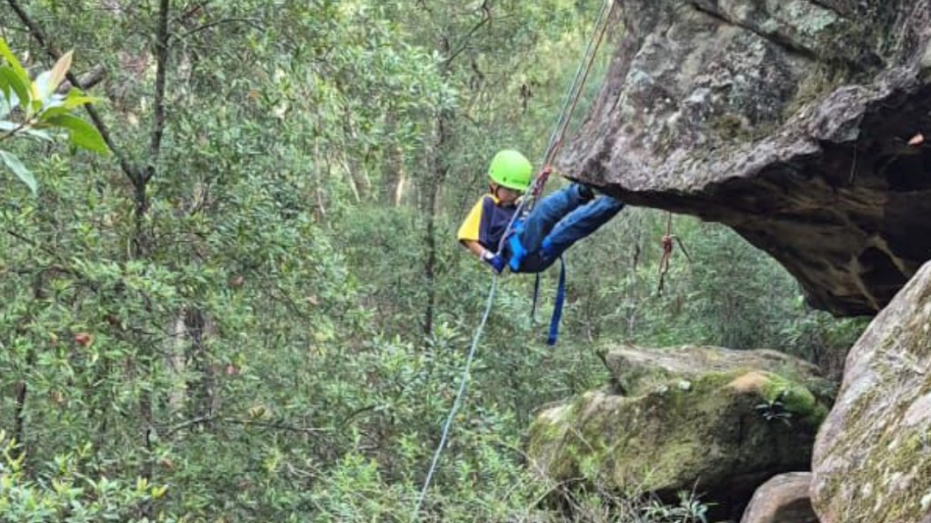 1st Leichhardt Scout abseiling at Baden Powell Scout Camp