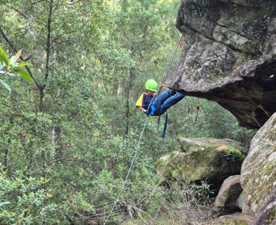 1st Leichhardt Scout abseiling at Baden Powell Scout Camp