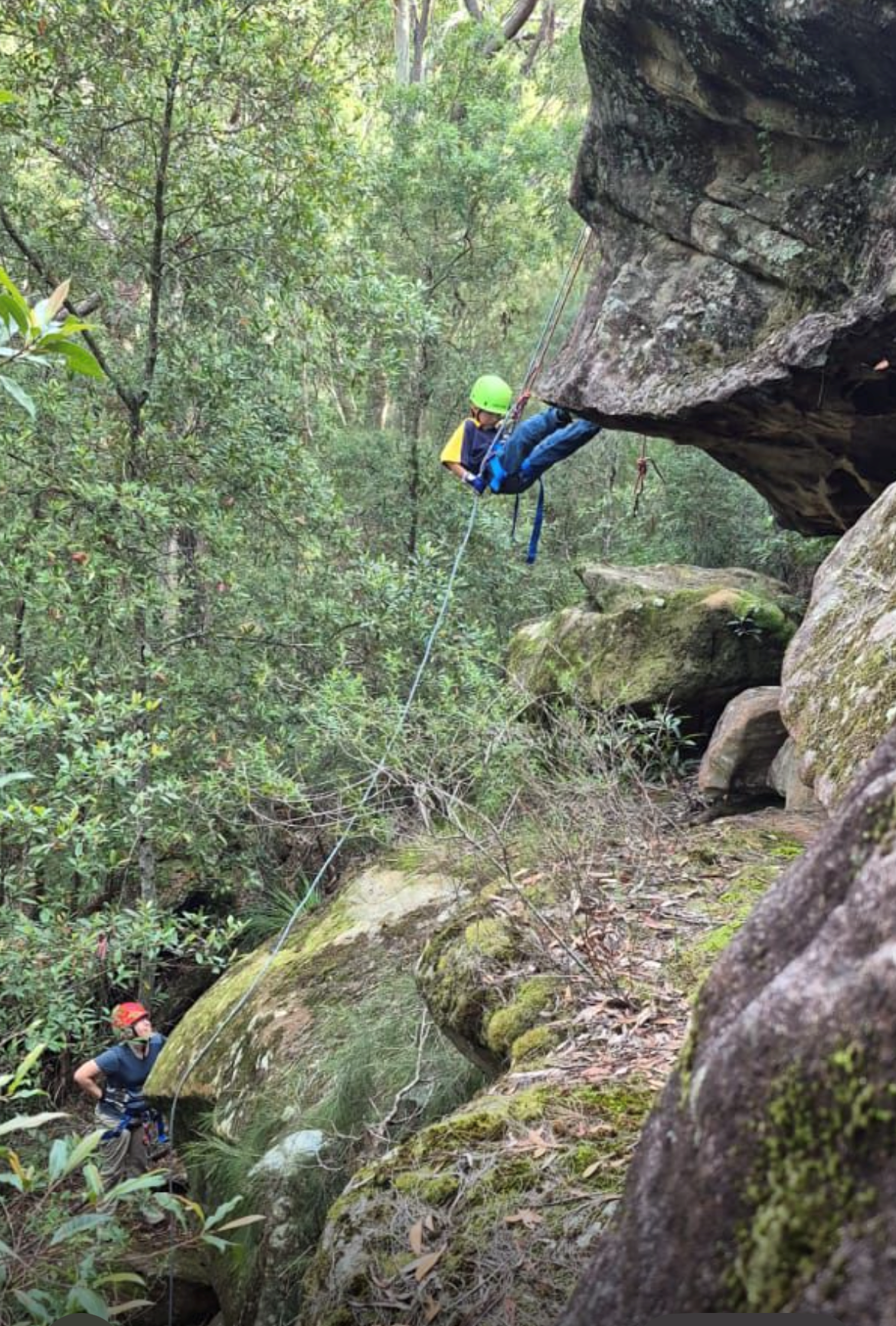 1st Leichhardt Scout abseiling at Baden Powell Scout Camp