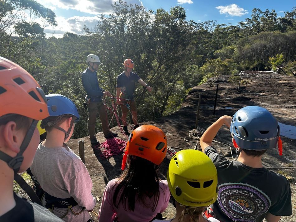 Scouts getting ready to abseil at Kariong